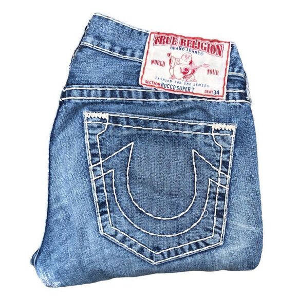 TRUE Religion Jeans Size 34 ROCCO SUPER T Blue - Picture 1 of 11